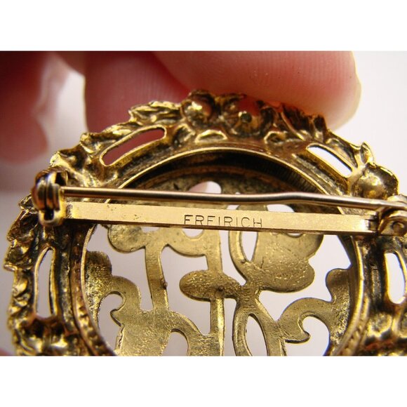 Vintage Lot 4 Brooches Pins Freirich Variety Club Emmons Opal 1950s Gold Silver - Picture 10 of 11